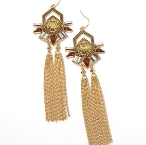 Golden Sun Long Tassel Earrings